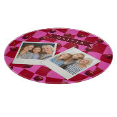 Personalized Cherry Gingham Retro Custom Name カッティングボード (角)