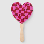 Personalized Cherry Gingham Retro Custom Name ハンドファン (裏面)