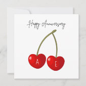 Personalized Cherry Hearts Anniversary Card シーズンカード (正面)
