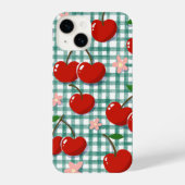 Personalized Cherry on Green Gingham Phone Case –  iPhoneケース (裏面)