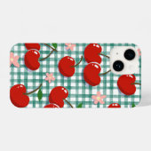 Personalized Cherry on Green Gingham Phone Case –  iPhoneケース (裏面横)
