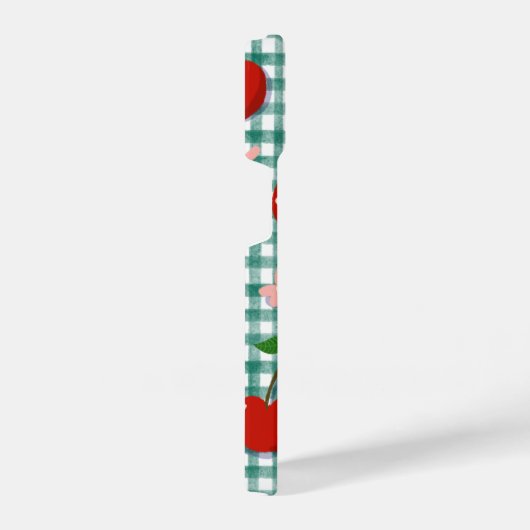 Personalized Cherry on Green Gingham Phone Case –  iPhoneケース (右側面)