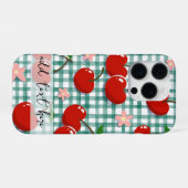 Personalized Cherry on Green Gingham Phone Case –  iPhoneケース (裏面横)