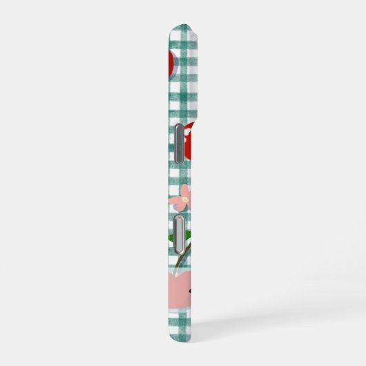 Personalized Cherry on Green Gingham Phone Case –  iPhoneケース (右側面)