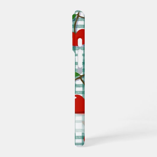 Personalized Cherry on Green Gingham Phone Case –  iPhoneケース (左側面)