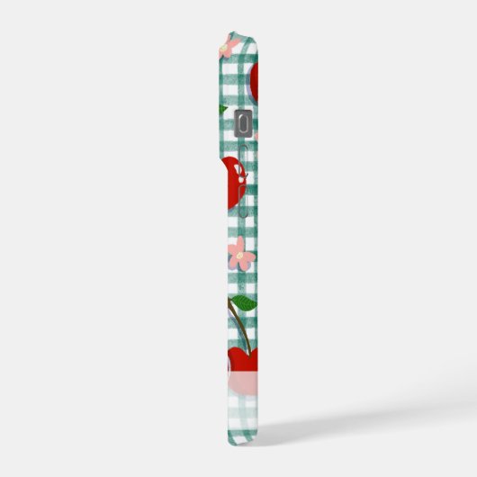 Personalized Cherry on Green Gingham Phone Case –  iPhoneケース (左側面)