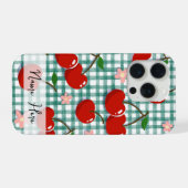 Personalized Cherry on Green Gingham Phone Case –  iPhoneケース (裏面横)