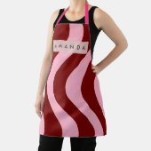 Personalized Cherry Red and Pink Wavy Stripe エプロン (インサイチュ)