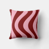 Personalized Cherry Red and Pink Wavy Stripe クッション (裏面)