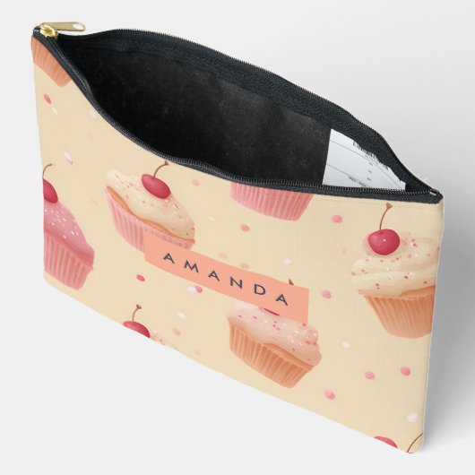 Personalized Cherry Sweet Cupcake Pattern アクセサリーポーチ (見開き)