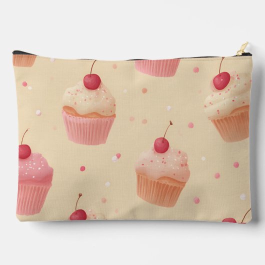 Personalized Cherry Sweet Cupcake Pattern アクセサリーポーチ (裏面)