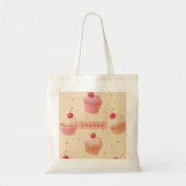 Personalized Cherry Sweet Cupcake Pattern トートバッグ (正面)