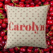 Personalized Cherry Throw Pillow with Custom Name クッション
