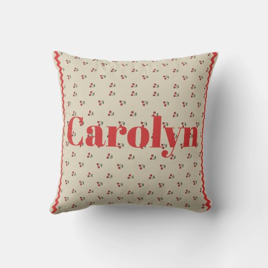 Personalized Cherry Throw Pillow with Custom Name クッション (裏面)