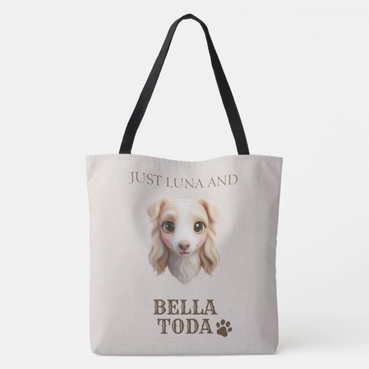 Personalized Chibi Dog & Owner Name Tote トートバッグ (裏面)
