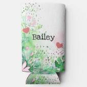 Personalized Chibi Toad in Pink and Green スリム缶クーラー (裏面)