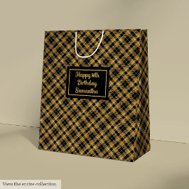 Personalized Chic Black Gold Party Gift Bag ミディアムペーパーバッグ