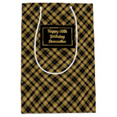 Personalized Chic Black Gold Party Gift Bag ミディアムペーパーバッグ (正面)