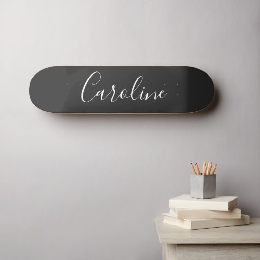 Personalized Chic Calligraphy Name Black and White スケートボード (ウォールアート (横))
