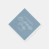 Personalized Chic Dusty Blue Bachelorette Party スタンダードカクテルナプキン (角)