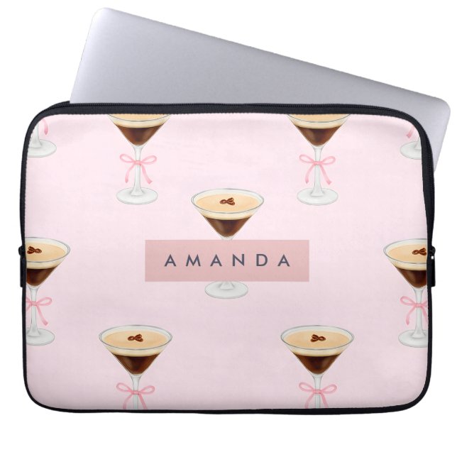 Personalized Chic Espresso Cocktail Pattern ラップトップスリーブ (正面)
