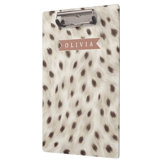 Personalized Chic Neutral Leopard Animal Print クリップボード (左)