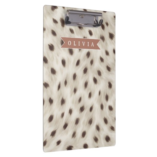 Personalized Chic Neutral Leopard Animal Print クリップボード (右)