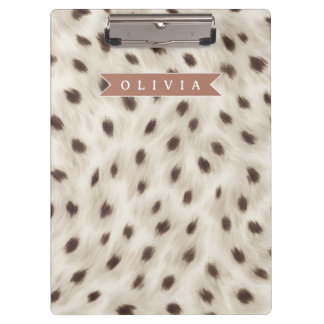 Personalized Chic Neutral Leopard Animal Print クリップボード