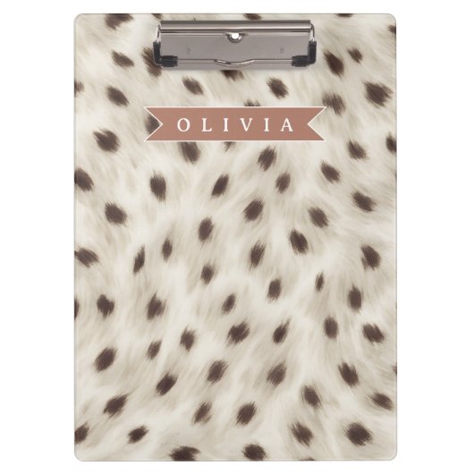 Personalized Chic Neutral Leopard Animal Print クリップボード (正面)