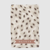 Personalized Chic Neutral Leopard Animal Print ゴルフタオル (正面)