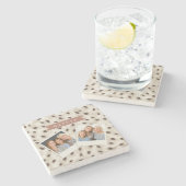Personalized Chic Neutral Leopard Animal Print ストーンコースター (横)