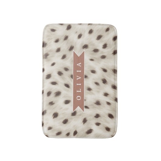 Personalized Chic Neutral Leopard Animal Print バスマット (正面縦)