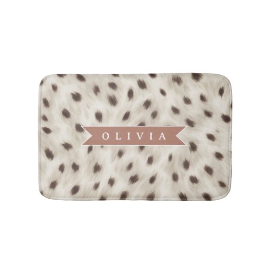 Personalized Chic Neutral Leopard Animal Print バスマット (正面)