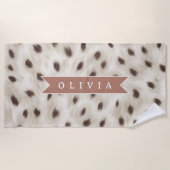 Personalized Chic Neutral Leopard Animal Print ビーチタオル (正面)