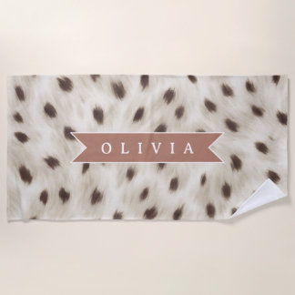 Personalized Chic Neutral Leopard Animal Print ビーチタオル