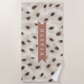 Personalized Chic Neutral Leopard Animal Print ビーチタオル (正面)