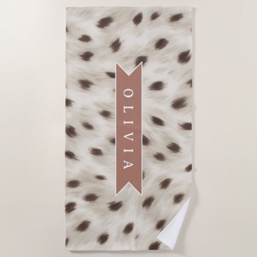 Personalized Chic Neutral Leopard Animal Print ビーチタオル (正面)