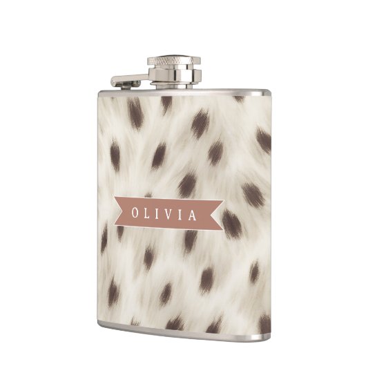 Personalized Chic Neutral Leopard Animal Print フラスク (左)