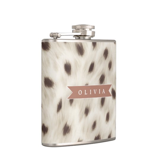 Personalized Chic Neutral Leopard Animal Print フラスク (右)