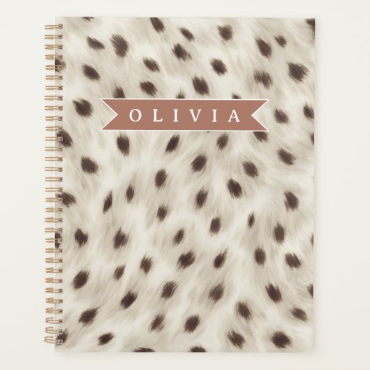 Personalized Chic Neutral Leopard Animal Print プランナー手帳 (正面)