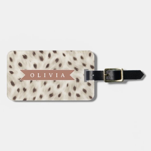Personalized Chic Neutral Leopard Animal Print ラゲッジタグ (正面横)