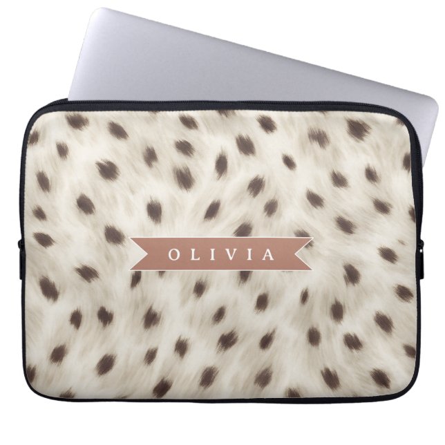 Personalized Chic Neutral Leopard Animal Print ラップトップスリーブ (正面)