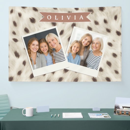 Personalized Chic Neutral Leopard Animal Print 横断幕 (トレードショー)