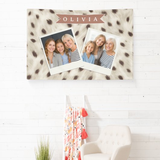 Personalized Chic Neutral Leopard Animal Print 横断幕 (インサイチュ)