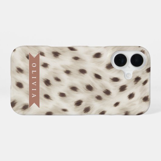 Personalized Chic Neutral Leopard Animal Print iPhone 16ケース (裏面横)