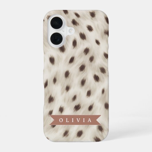 Personalized Chic Neutral Leopard Animal Print iPhone 16ケース (裏面)