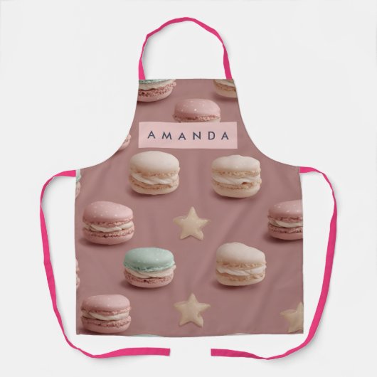 Personalized Chic Pastel Macaron Pattern Apron エプロン (正面)