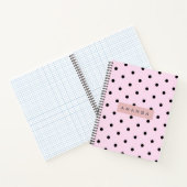 Personalized Chic Pink and Black Polka Dot ノートブック (内部)