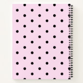 Personalized Chic Pink and Black Polka Dot ノートブック (裏面)