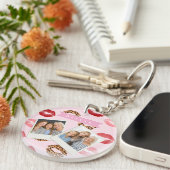 Personalized Chic Pink Leopart Print Lip Pattern キーホルダー (正面右)